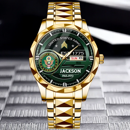 US Army – Diamond-Cut Bezel Watch – Customized U.S. Military Badge Watches