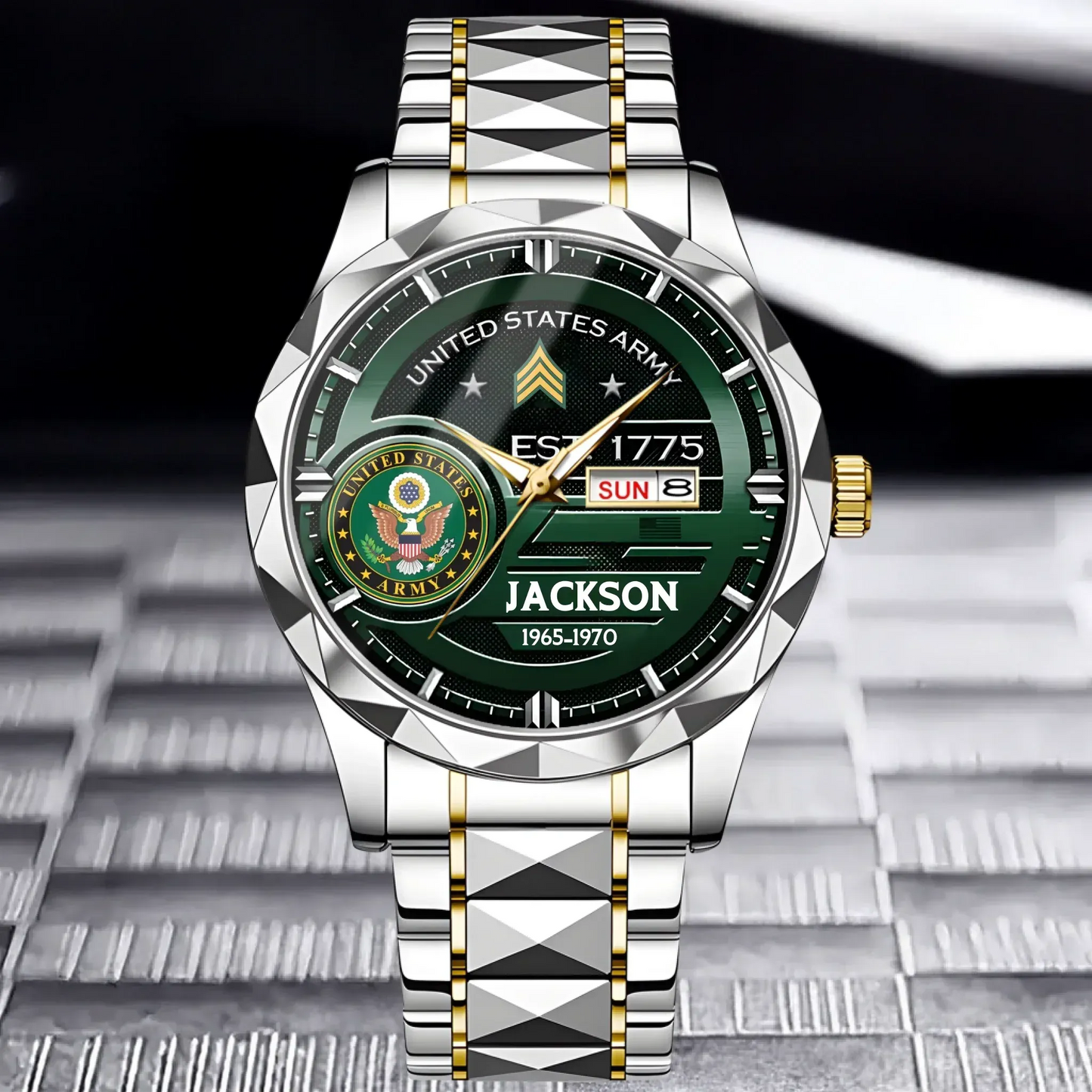 US Army – Diamond-Cut Bezel Watch – Customized U.S. Military Badge Watches
