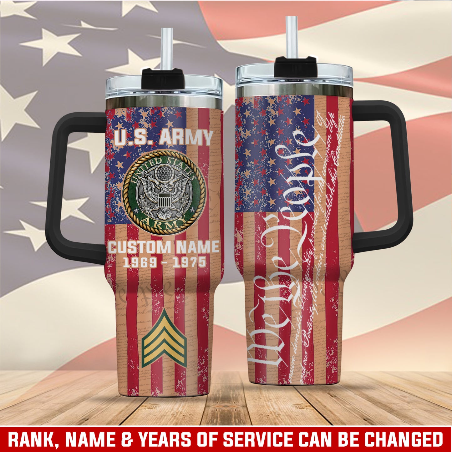 US Army – Tumbler 40oz - Vintage American Flag