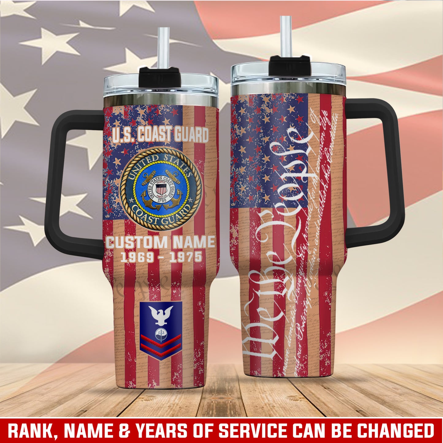 US Coast Guard – Tumbler 40oz - Vintage American Flag