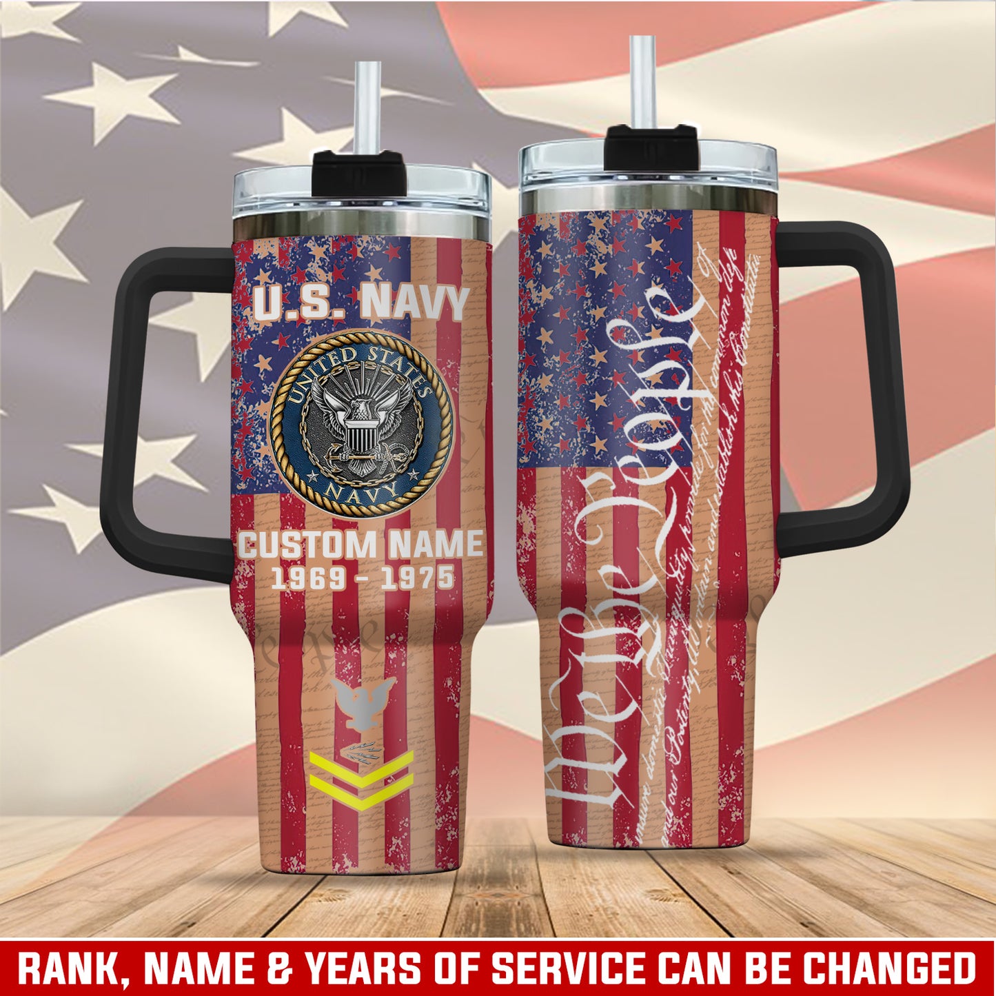 US Navy – Tumbler 40oz - Vintage American Flag