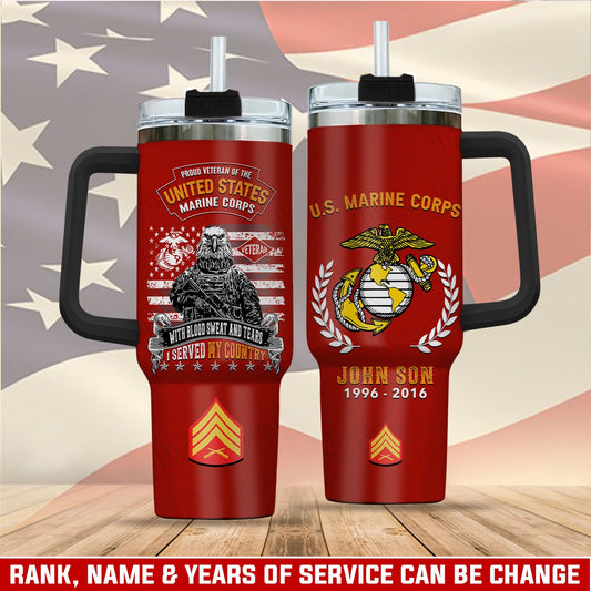 US Marine Corps – Tumbler 40oz - Duty, Honor, Country