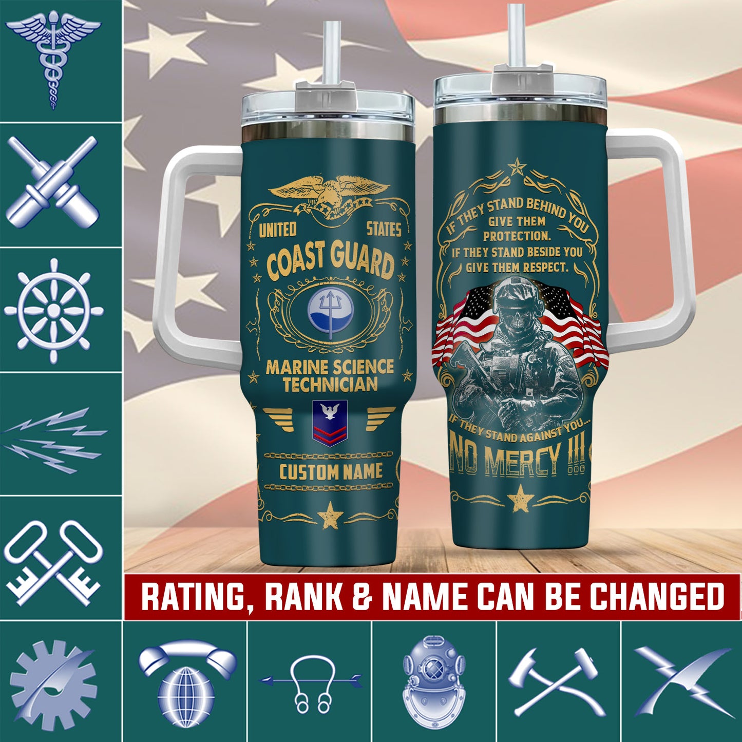 Coast Guard Rating, E 3 Red – Stainless Steel Tumbler 40oz