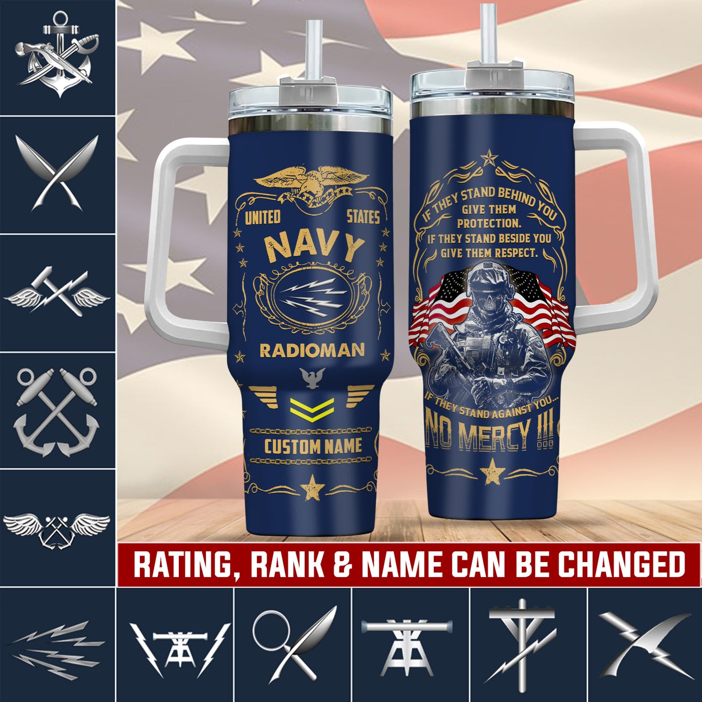 Navy Rating, E 7 Red – Stainless Steel Tumbler 40oz