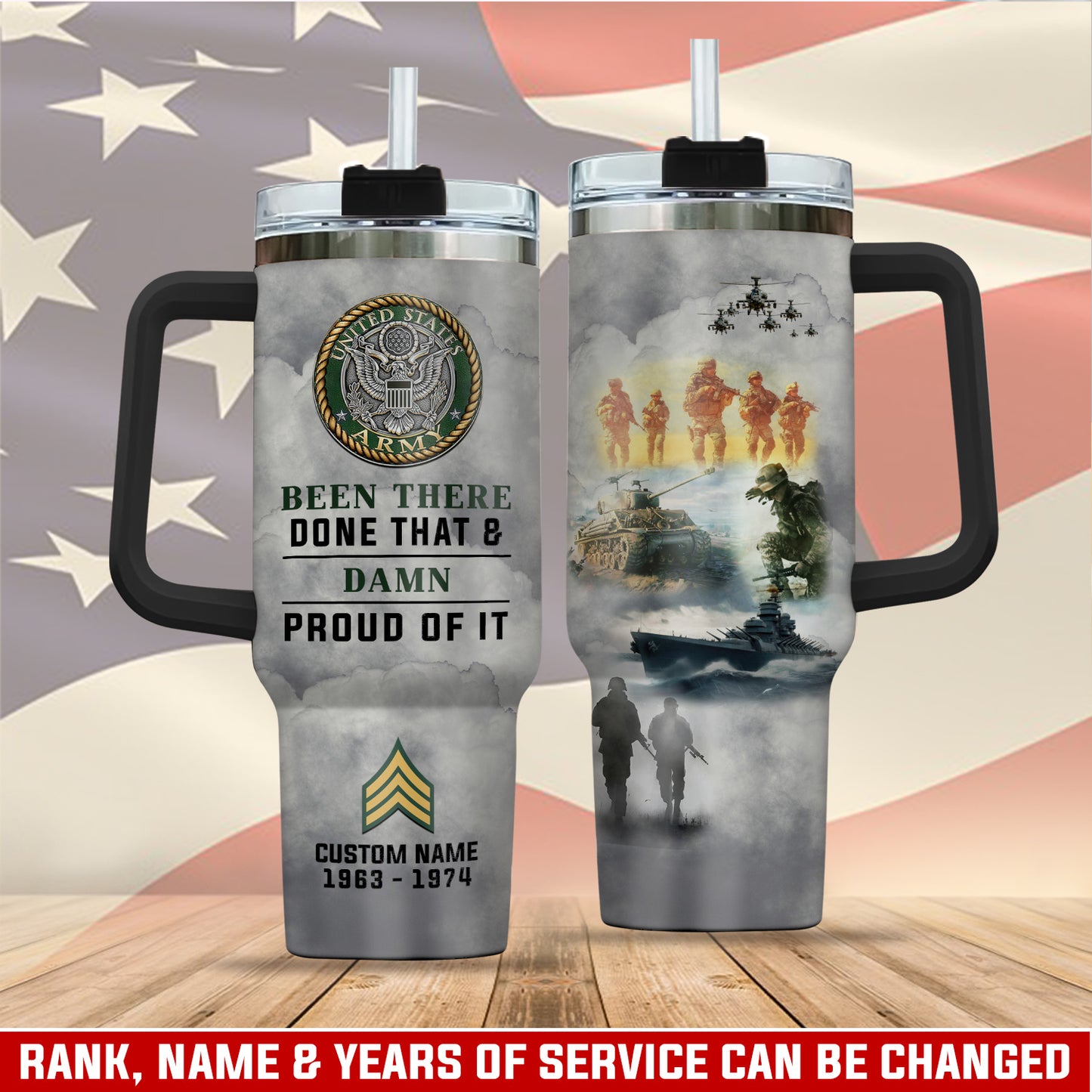 US Army, E 5 Army Sergeant – Stainless Steel Tumbler 40oz
