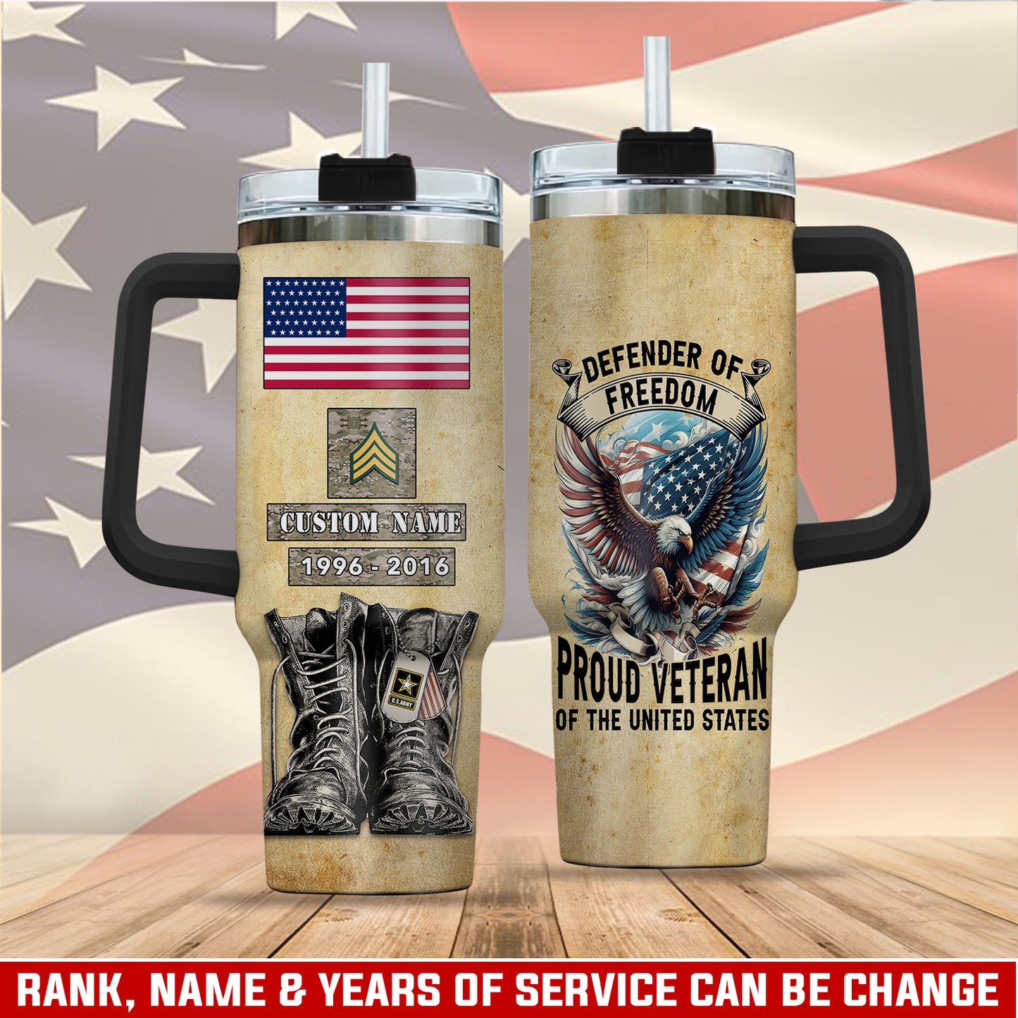 US Army, E 5 Army Sergeant – Stainless Steel Tumbler 40oz
