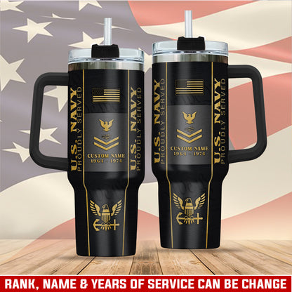 US Navy, E 4 Gold – Stainless Steel Tumbler 40oz