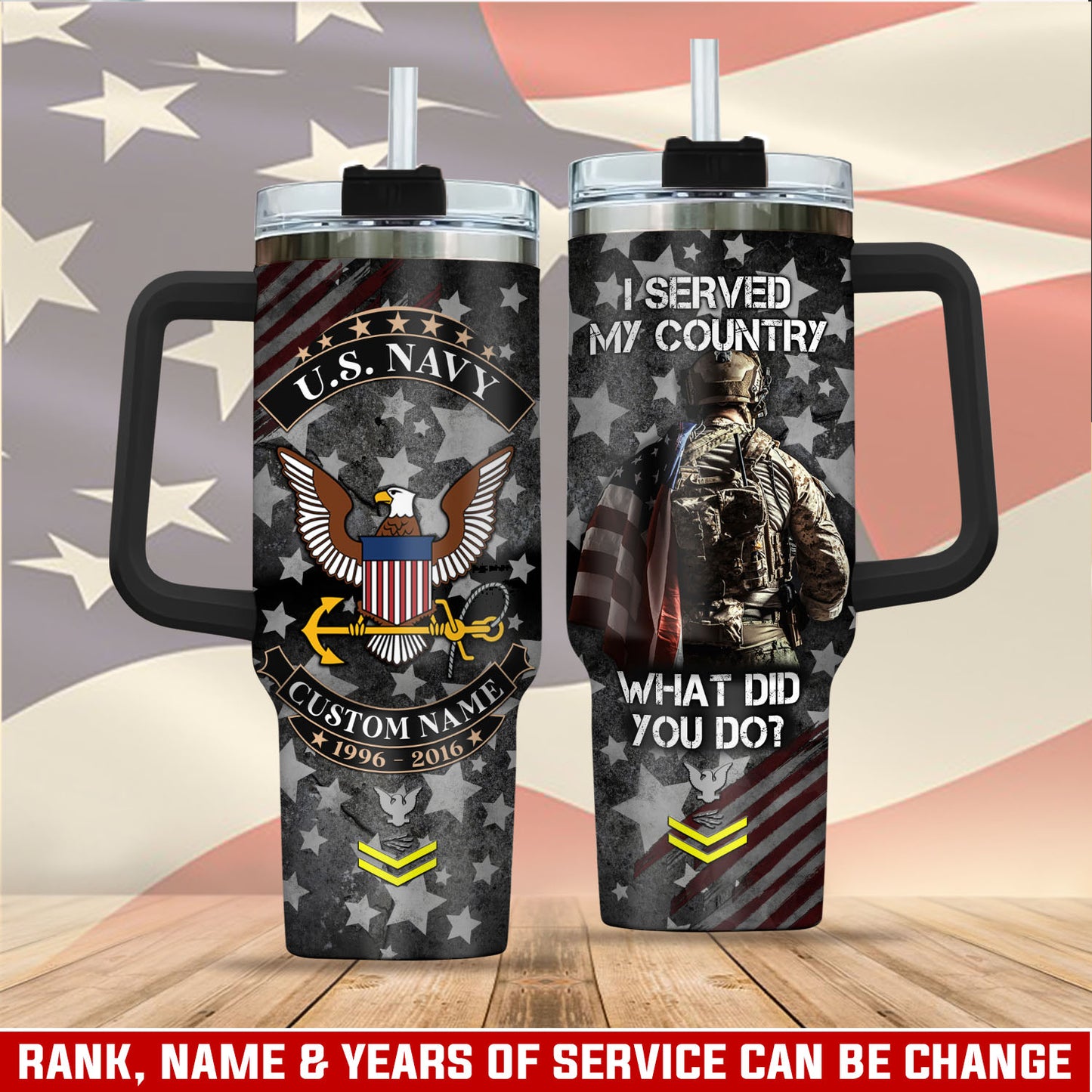 US Navy, E 3 Red – Stainless Steel Tumbler 40oz