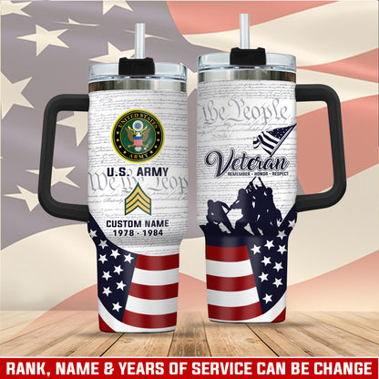 US Army, Land Of The Free, Because Of The Brave – Stainless Steel Tumbler 40oz