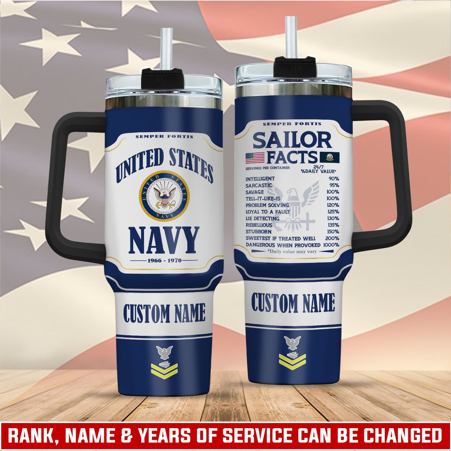 US Navy, E 6 Gold – Stainless Steel Tumbler 40oz