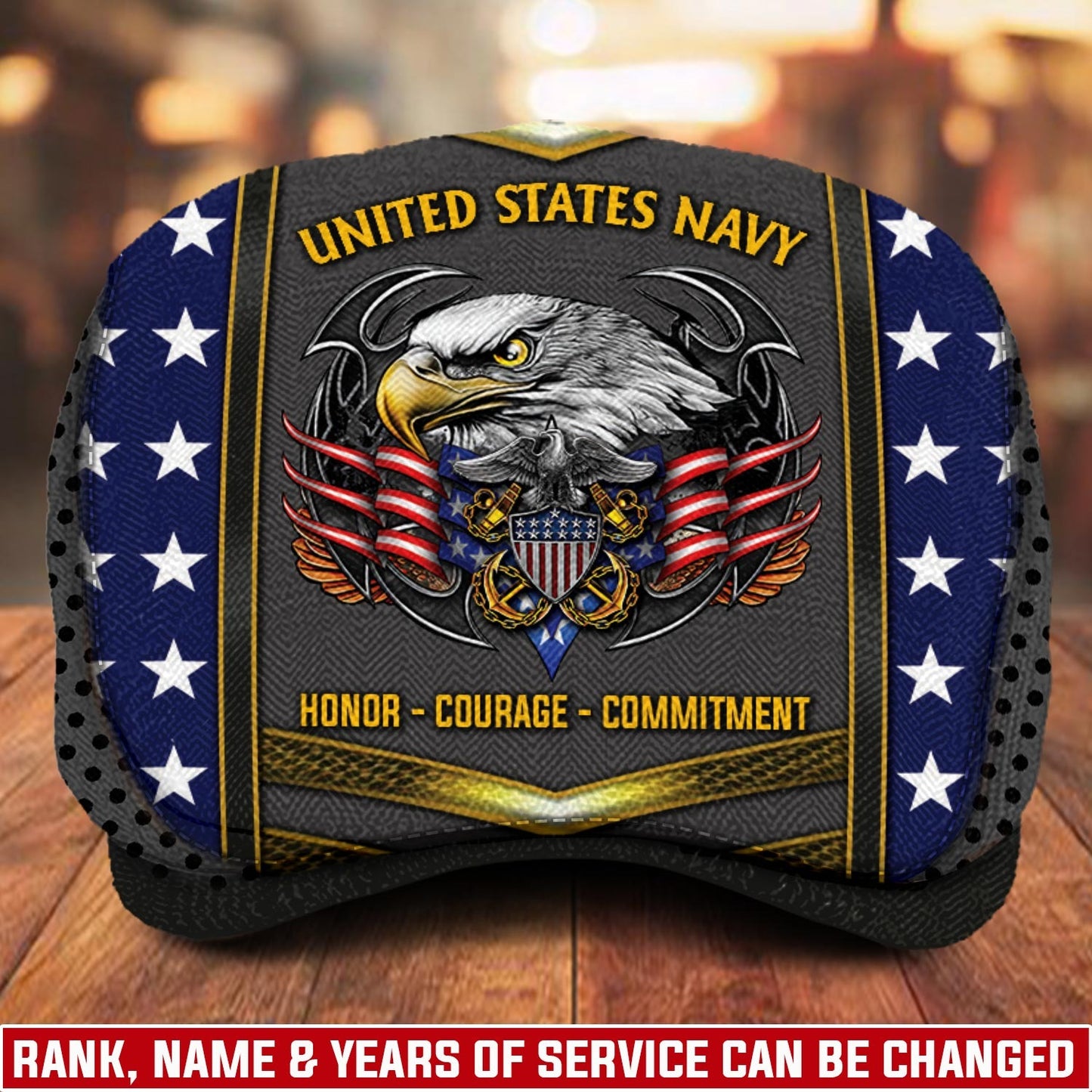 Custom U.S. Navy Jeff Cap –  USMC Honor Courage Commitment Veteran Cap