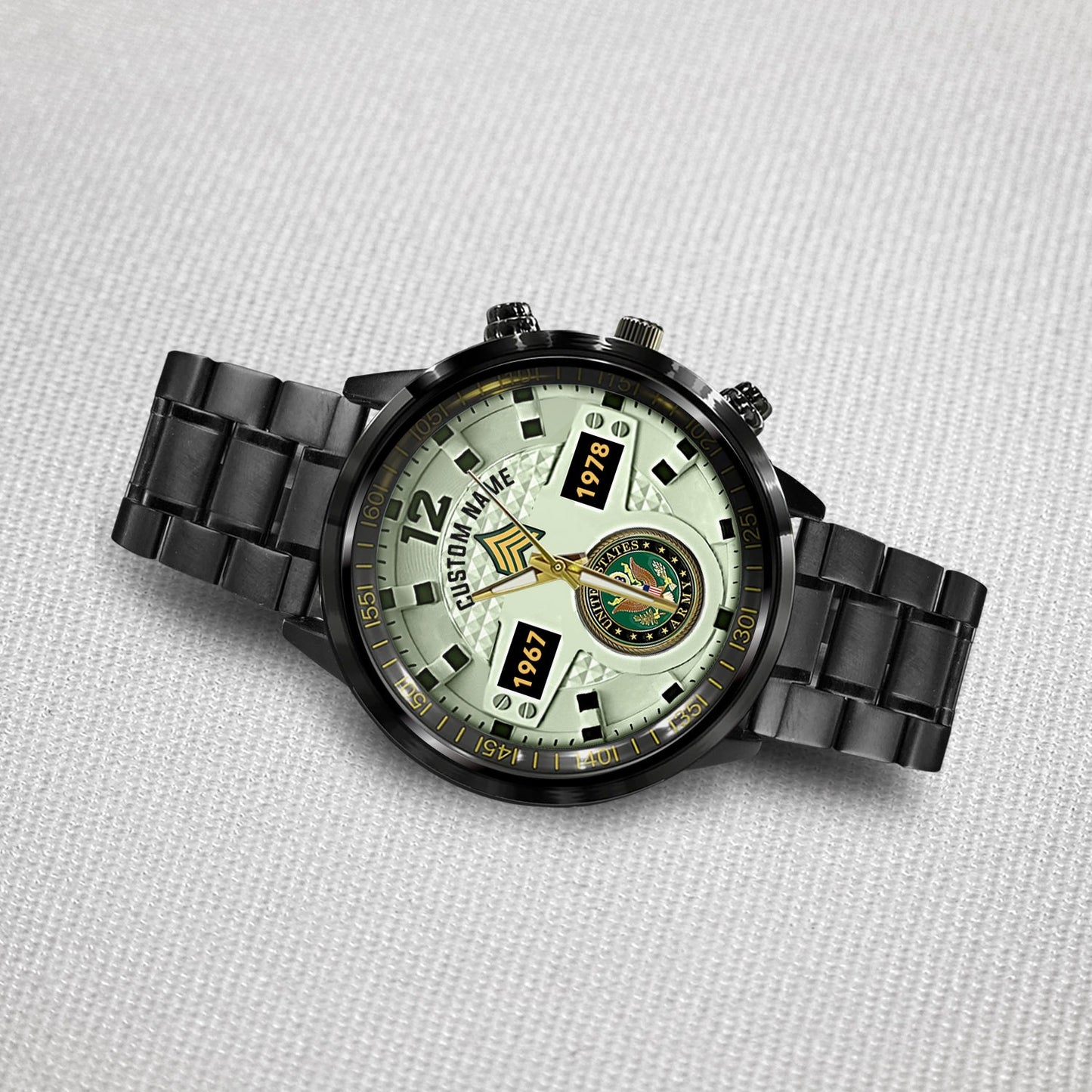US Army – Diamond-Cut Bezel Watch – Eagle Honor Timepiece