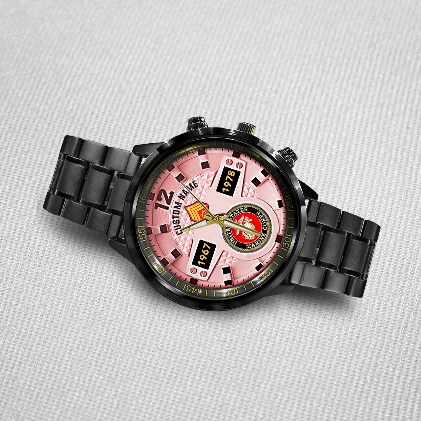 US Marine Corps – Diamond-Cut Bezel Watch –  Eagle Honor Timepiece