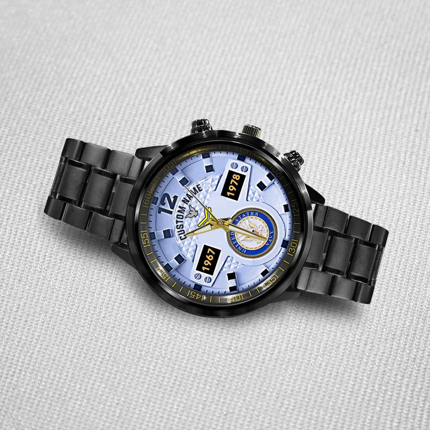 US Navy – Diamond-Cut Bezel Watch – Eagle Honor Timepiece