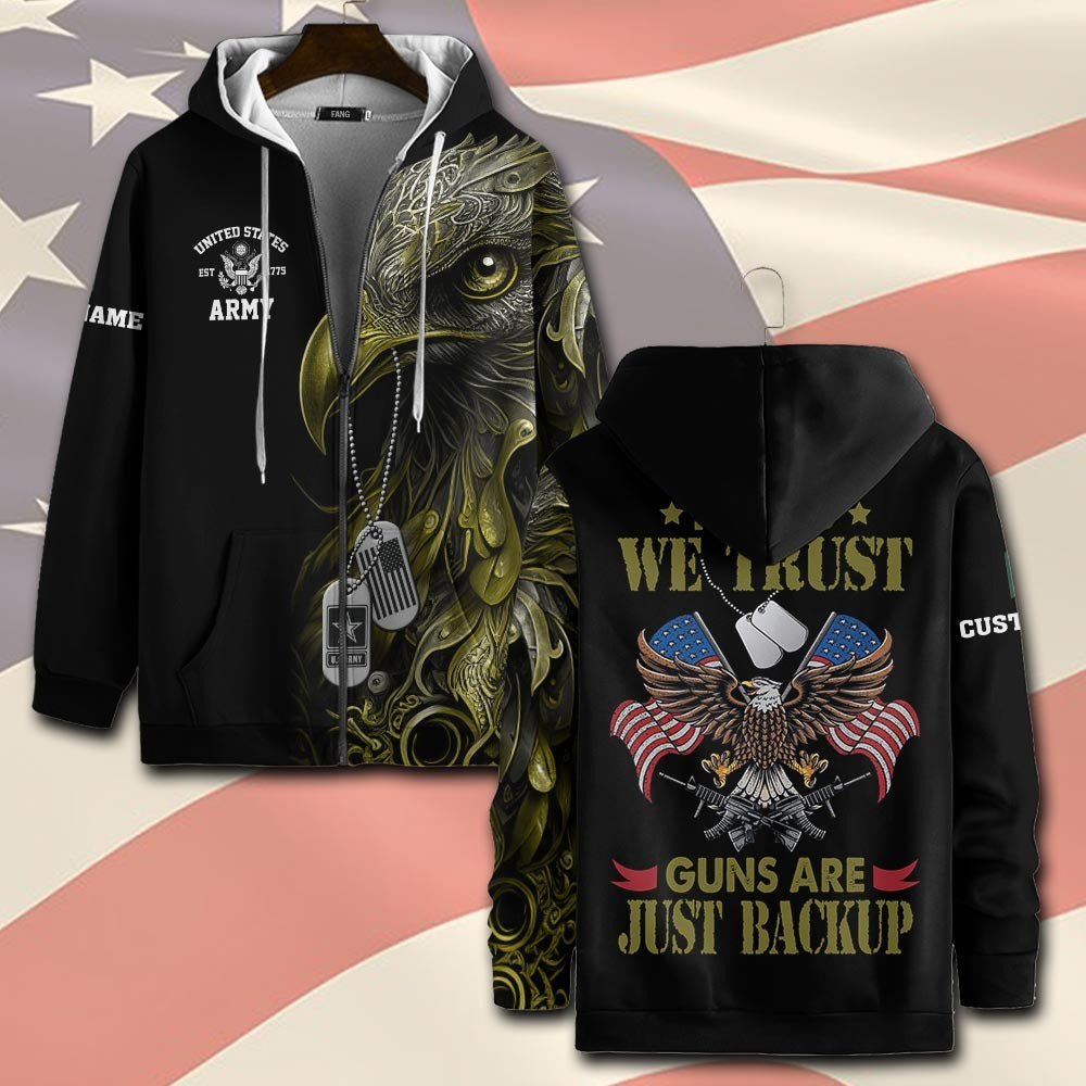 U.S Army – T-shirt – IN GOD WE TRUST-GUNS ARE JUST BACKUP