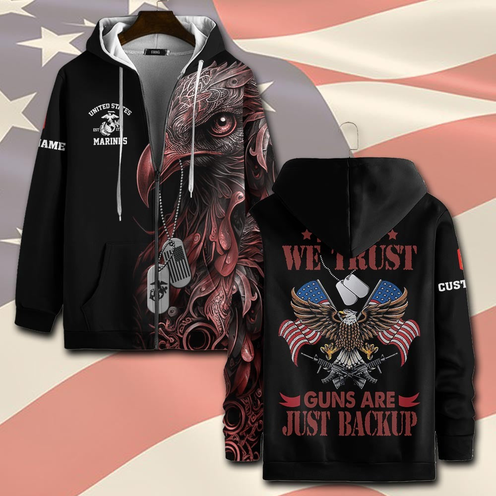U.S Marine Corps – T-shirt – IN GOD WE TRUST-GUNS ARE JUST BACKUP