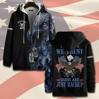U.S Navy – T-shirt – IN GOD WE TRUST-GUNS ARE JUST BACKUP