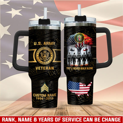 US Army – Tumbler 40oz - YOU'LL NEVER WALK ALONE