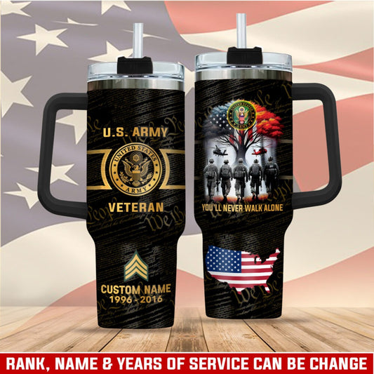 US Army – Tumbler 40oz - YOU'LL NEVER WALK ALONE