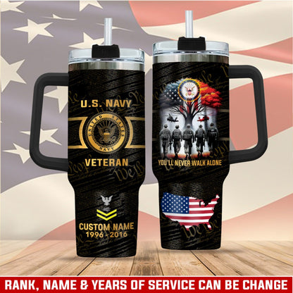US Navy – Tumbler 40oz - YOU'LL NEVER WALK ALONE