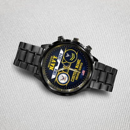 US Navy – Diamond-Cut Bezel Watch – The Service Chronicle