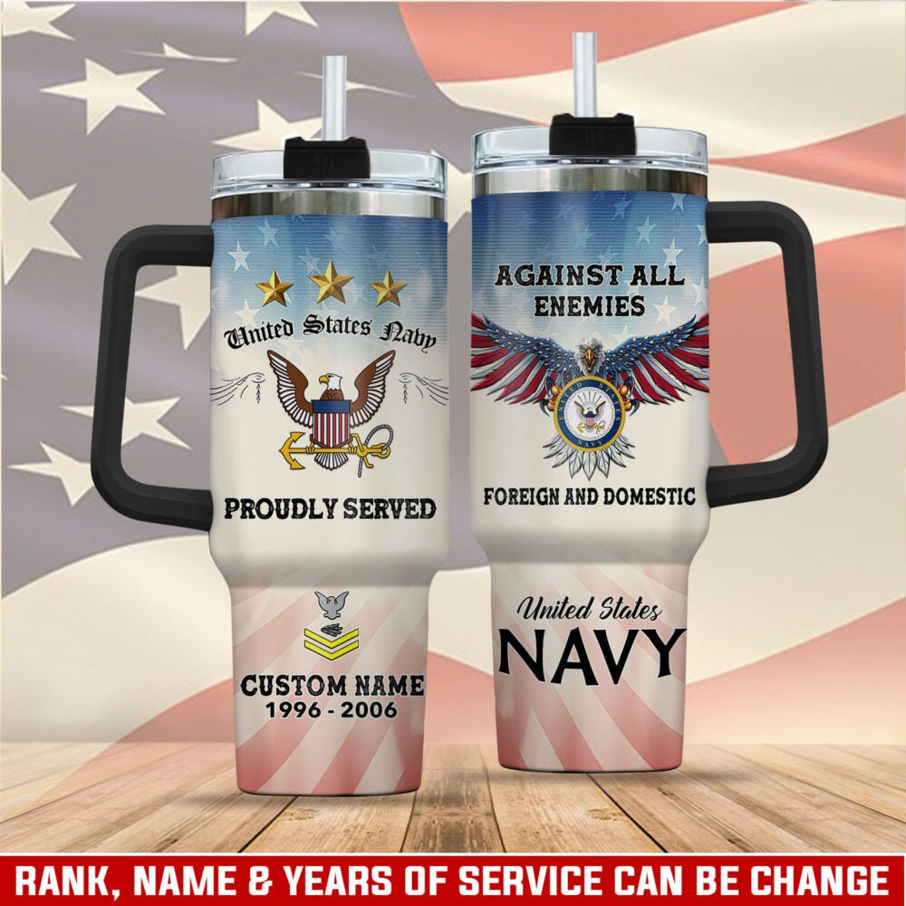 US Navy – Tumbler 40oz - Red White Blue Crest