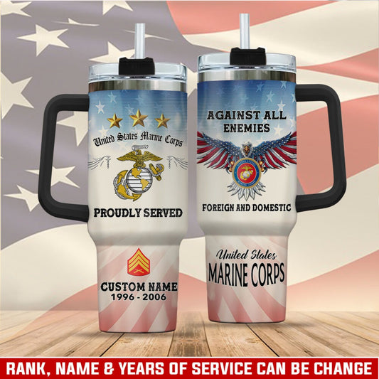 US Marine Corps – Tumbler 40oz - Red White Blue Crest