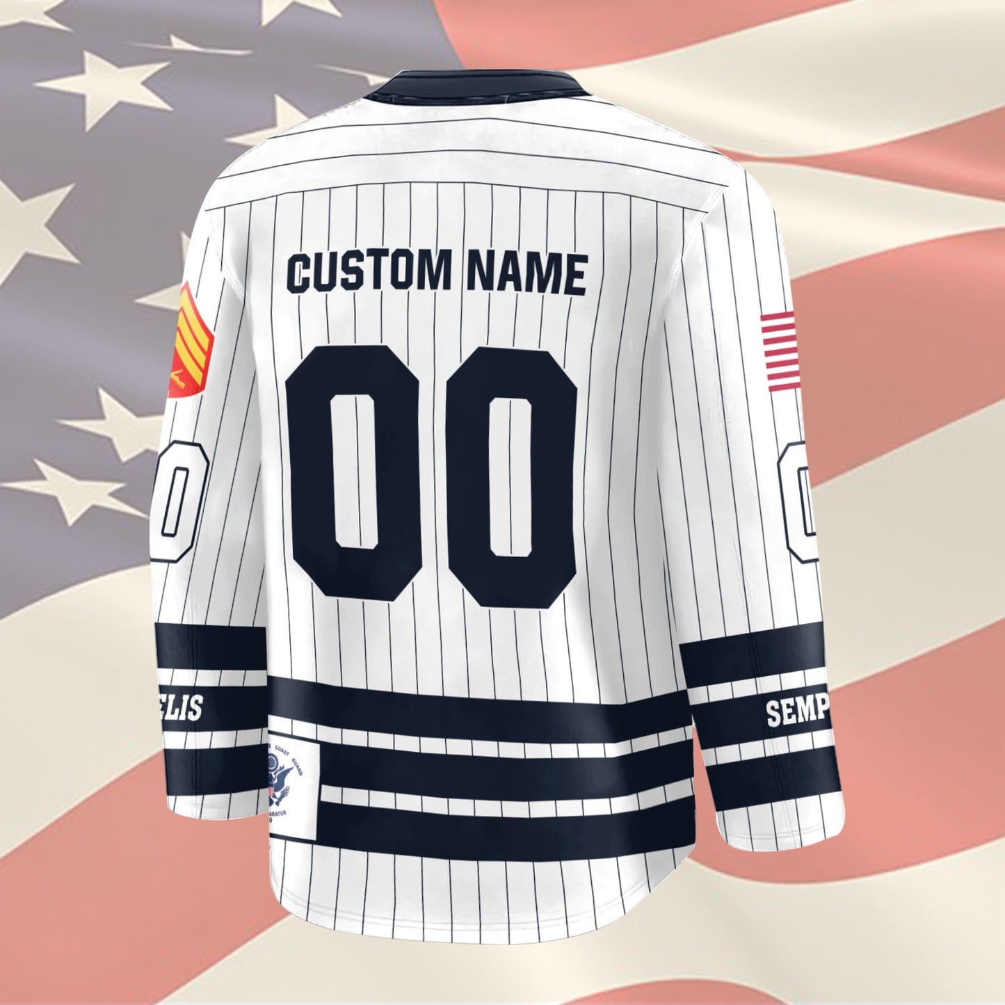 US Marine Corps – Hockey Jersey –  Veteran Pinstripe Jersey