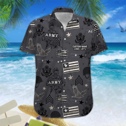 US Army – Hawaiian Shirt – Pride Black & Grey Patriotic Shirt