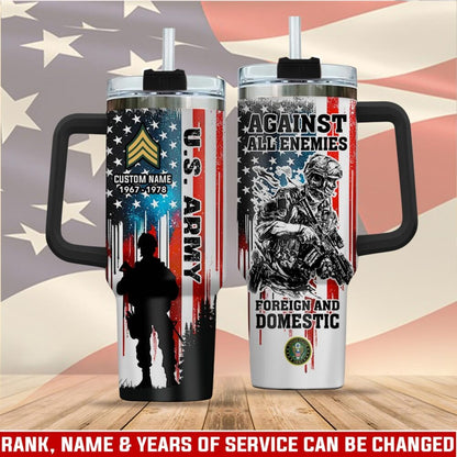 US Army – Tumbler 40oz -  Soldier Silhouette with Flag Design