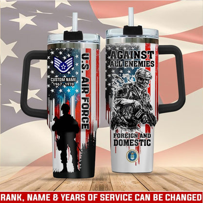 US Air Force - Tumbler 40oz - Soldier Silhouette with Flag Design