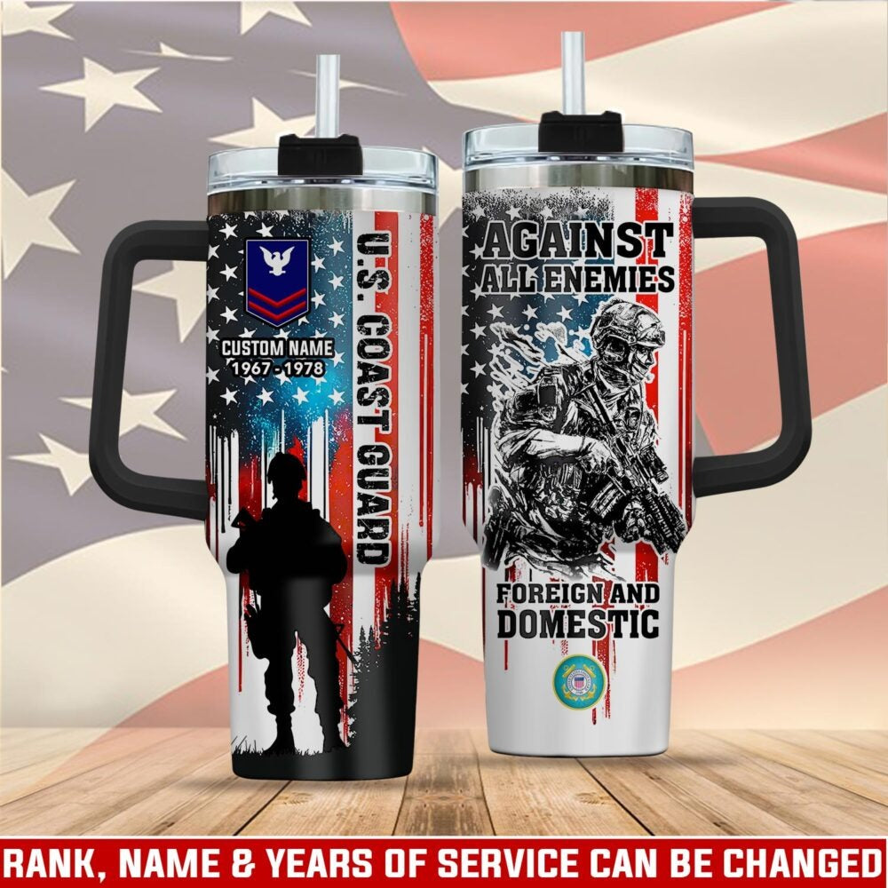 US Coast Guard - Tumbler 40oz - Soldier Silhouette with Flag Design