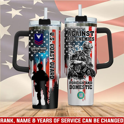 US Coast Guard - Tumbler 40oz - Soldier Silhouette with Flag Design