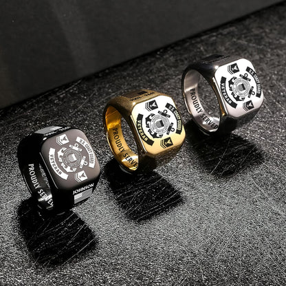 US Coast Guard – Engraved Men's Ring – Veteran Badge Crest