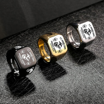 US Marine Corps – Engraved Men's Ring – Service Honor Crest