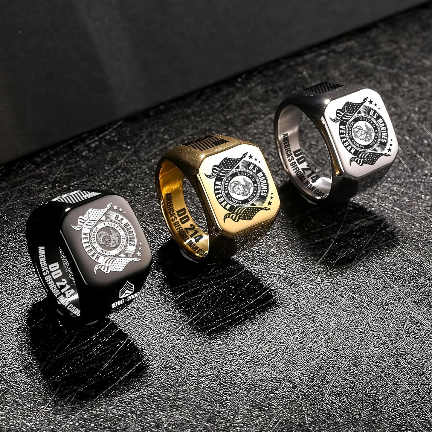 US Marine Corps – Engraved Men's Ring –  Veteran Honor Signet