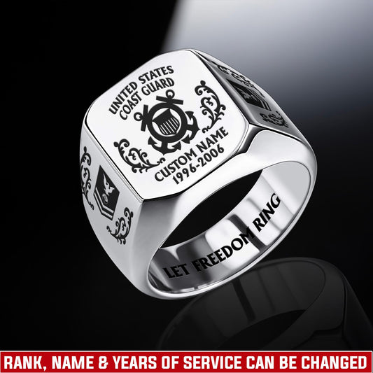 US Coast Guard – Engraved Men's Ring –  Service Legacy Emblem