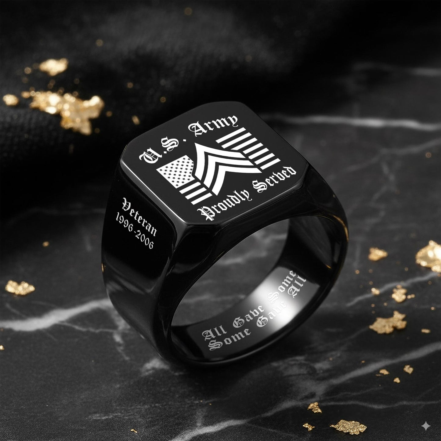 US Army – Engraved Men's Ring – Proud Service Crest