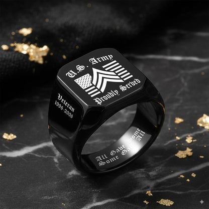 US Army – Engraved Men's Ring – Proud Service Crest