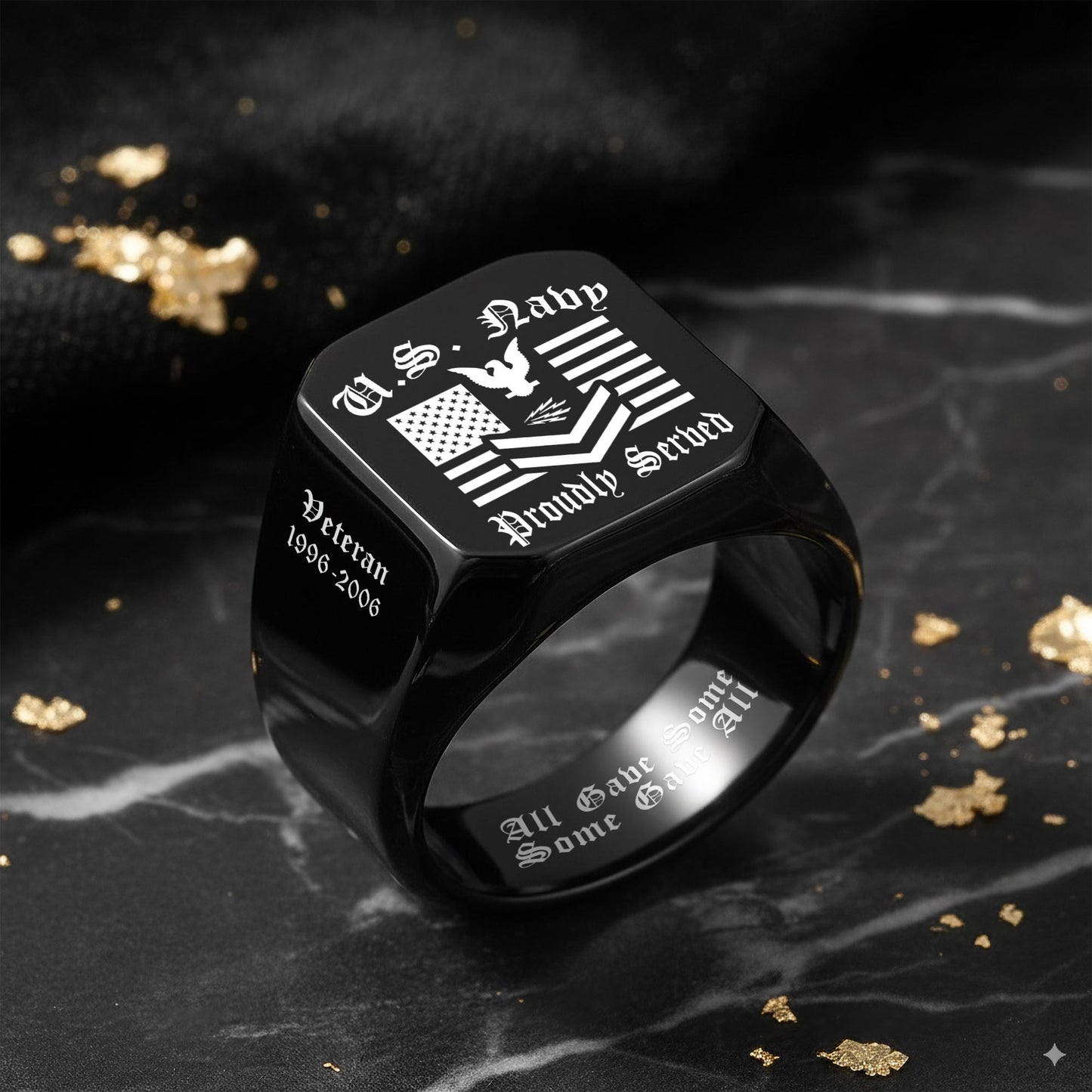 US Navy – Engraved Men's Ring – Proud Service Crest