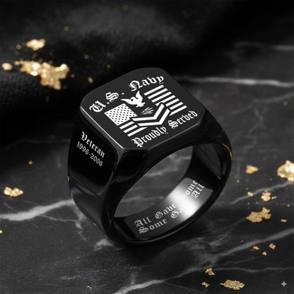 US Navy – Engraved Men's Ring – Proud Service Crest