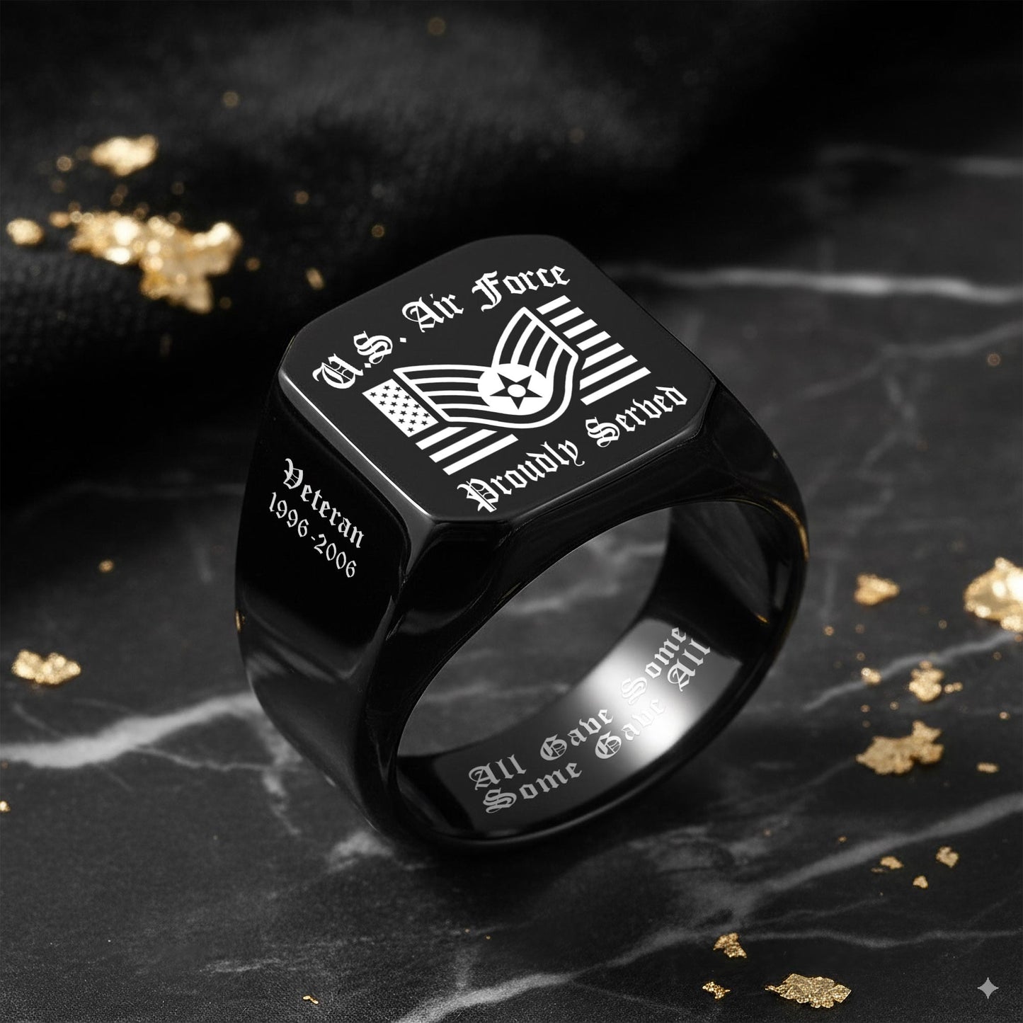 US Air Force – Engraved Men's Ring – Proud Service Crest