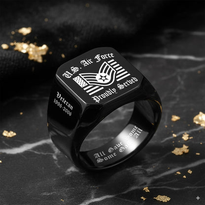 US Air Force – Engraved Men's Ring – Proud Service Crest