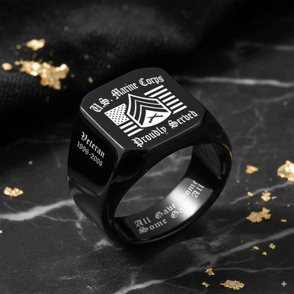US Marine Corps – Engraved Men's Ring –  Proud Service Crest