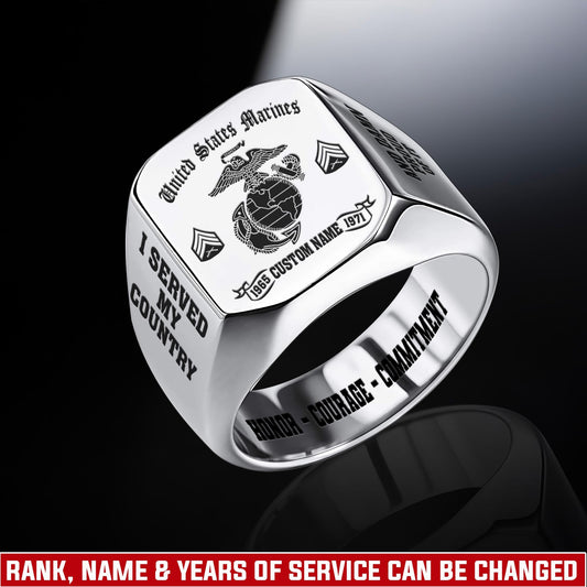 US Marine Corps – Engraved Men's Ring –  Military Heritage Insignia