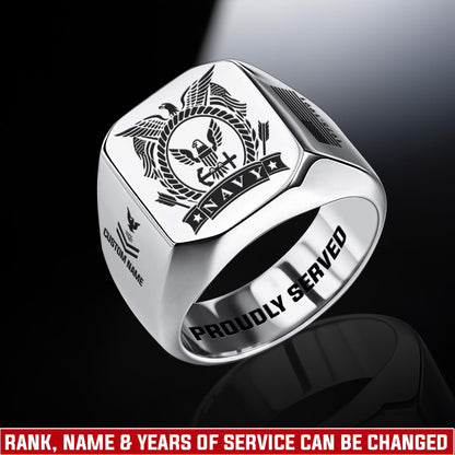 US Navy – Engraved Men's Ring – Classic Military Signet