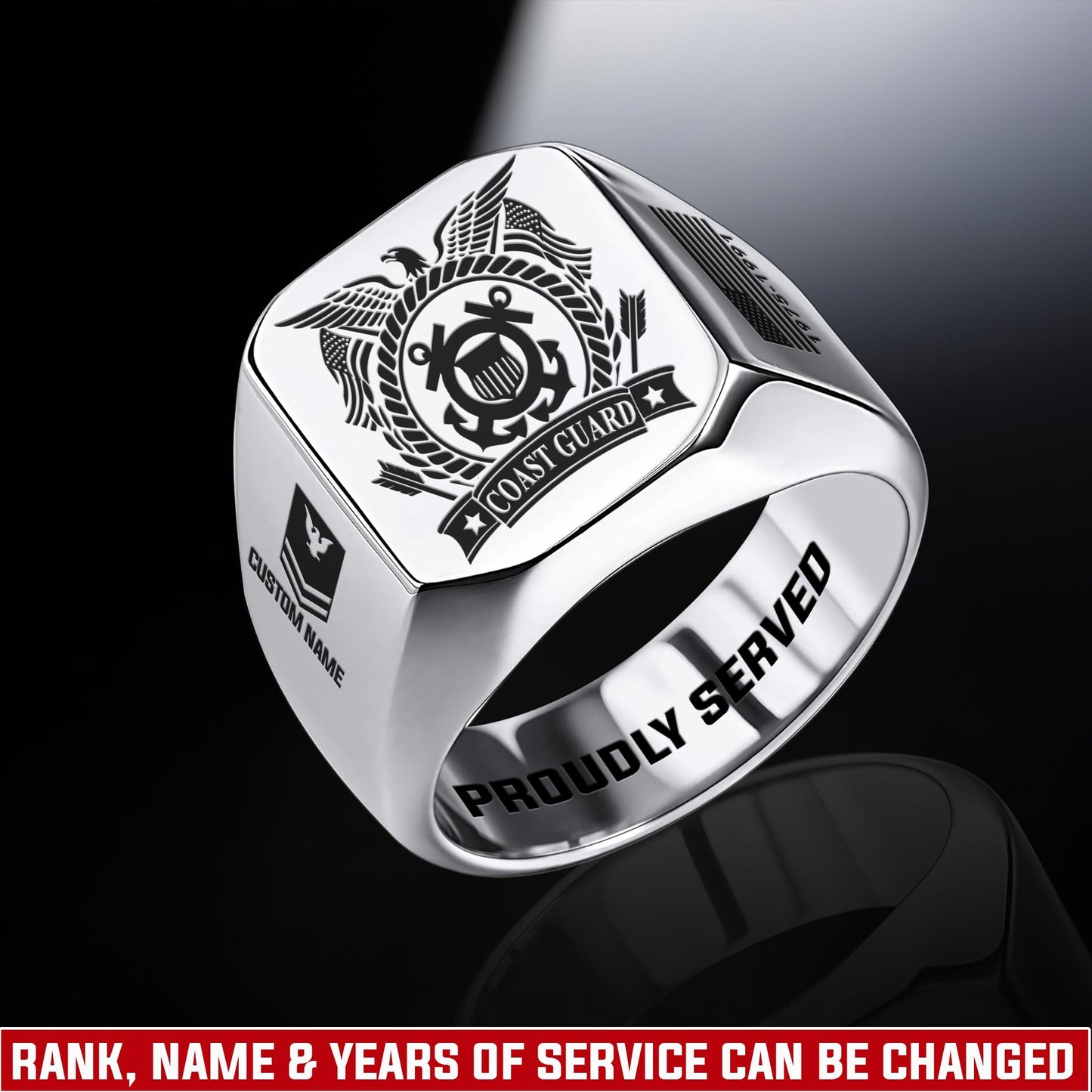 US Coast Guard – Engraved Men's Ring – Classic Military Signet
