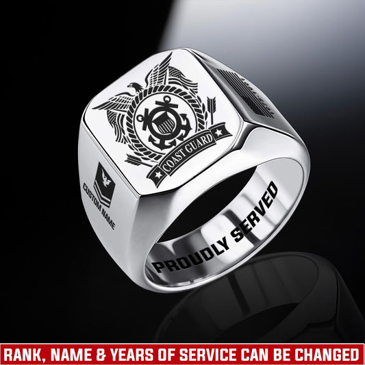 US Coast Guard – Engraved Men's Ring – Classic Military Signet