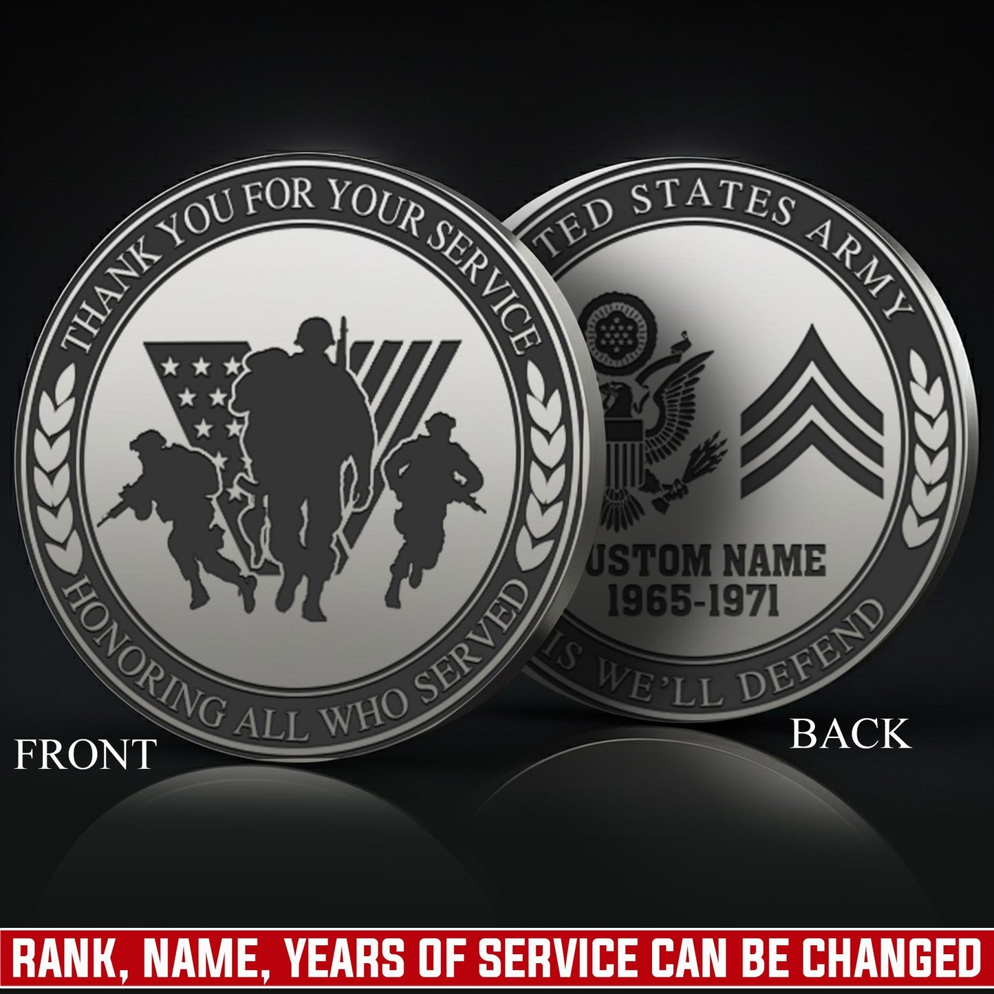 US Army – Military Printed Challenge Coin – Honor Together Seal