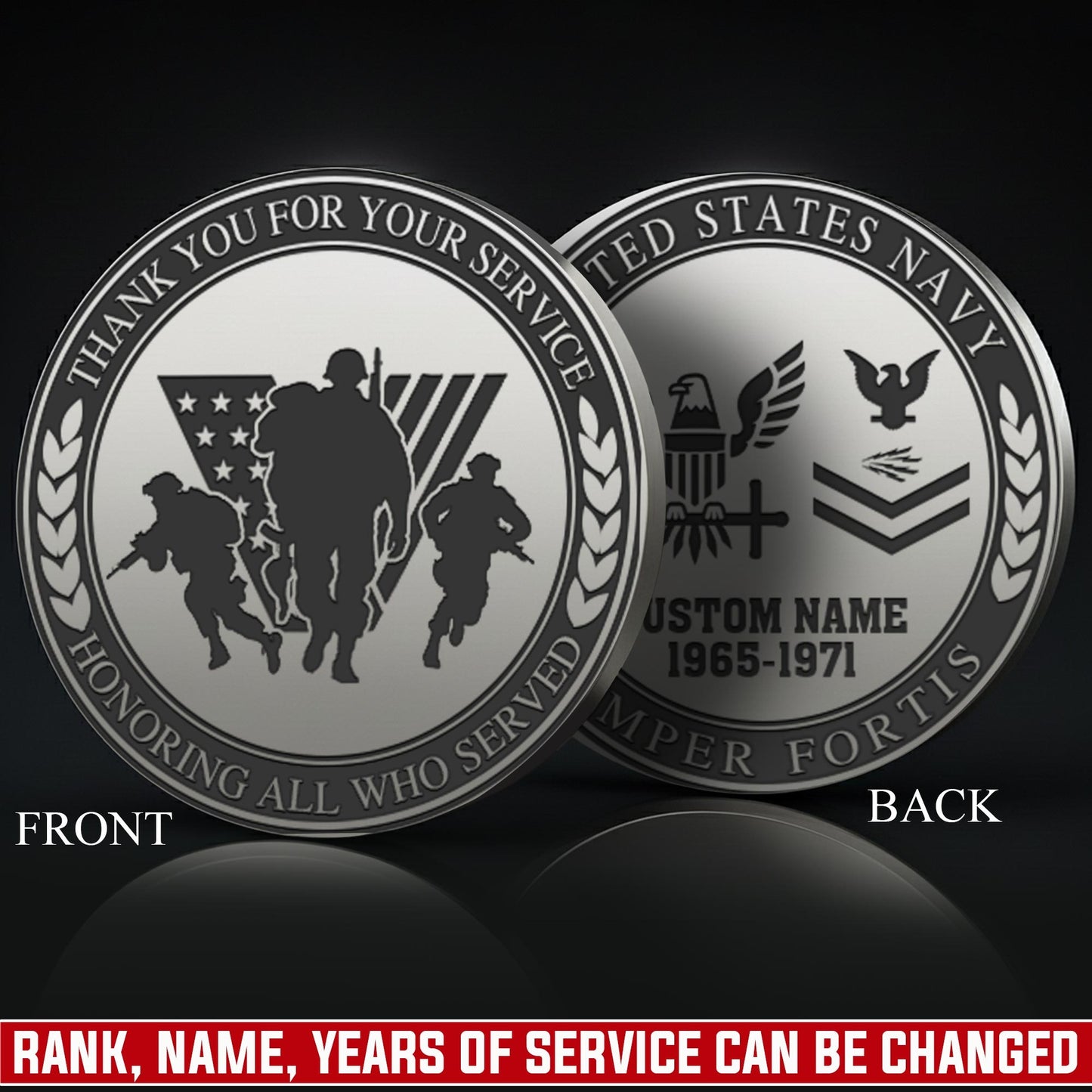 US Navy – Military Printed Challenge Coin – Honor Together Seal